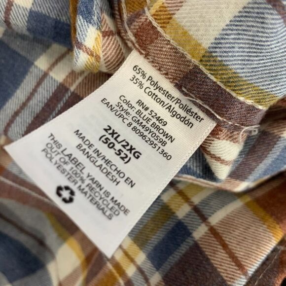 George Classic Fit Mens Plaid Button-Up Shirt Size 2XL Cotton Blend - Picture 5 of 6